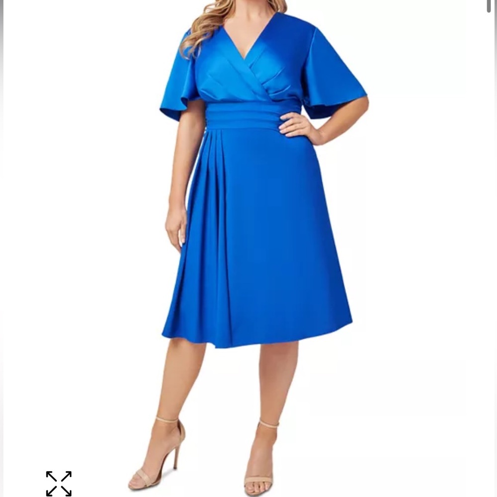 Adrianna Papell Satin Crepe Fit Flare Flutter Cocktail Dress Size 10